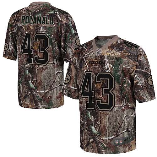 Youth Elite Troy Polamalu Nike Jersey Camo - #43 Realtree NFL Pittsburgh Steelers